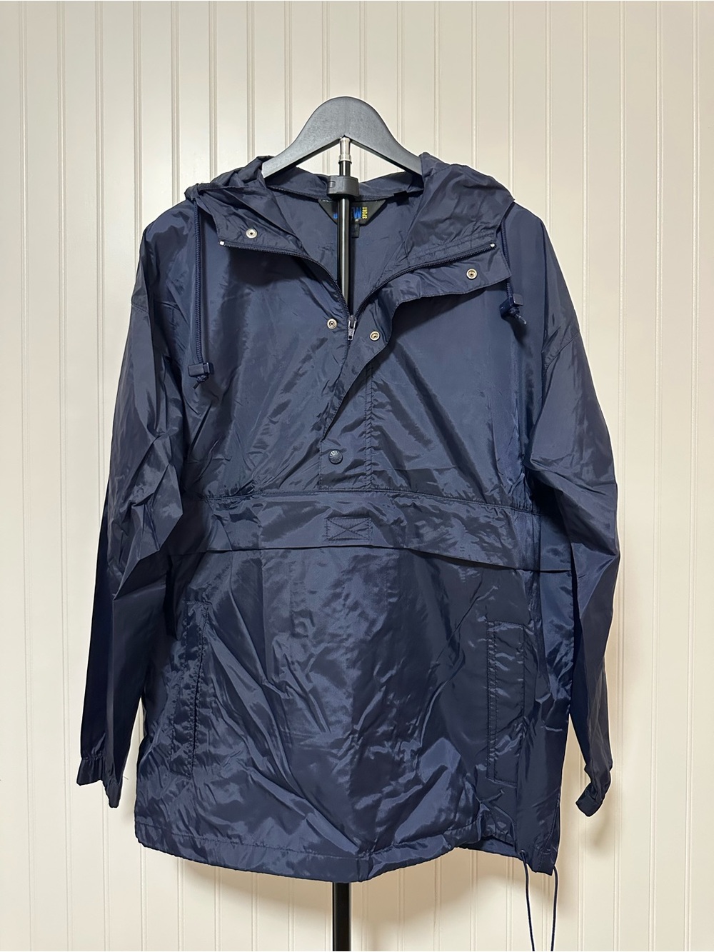 Vintage 90s J.Crew Sport Navy Nylon Anorak Windbreaker Small